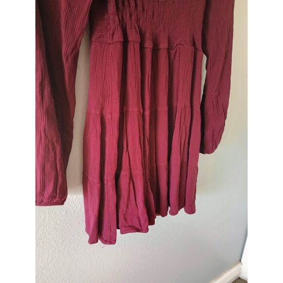 Altar'd state red V-neck mini dress with long sleeves and a flowy hem XL boho - Picture 4 of 16